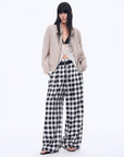 National Style Tencel Acetate Jacquard/Drape Linen Plaid Retro Casual Pants Spring"Plaid Accent" - variant_title