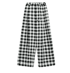 National Style Tencel Acetate Jacquard/Drape Linen Plaid Retro Casual Pants Spring"Plaid Accent" - variant_title