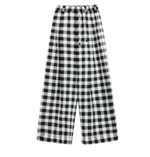 National Style Tencel Acetate Jacquard/Drape Linen Plaid Retro Casual Pants Spring"Plaid Accent" - variant_title