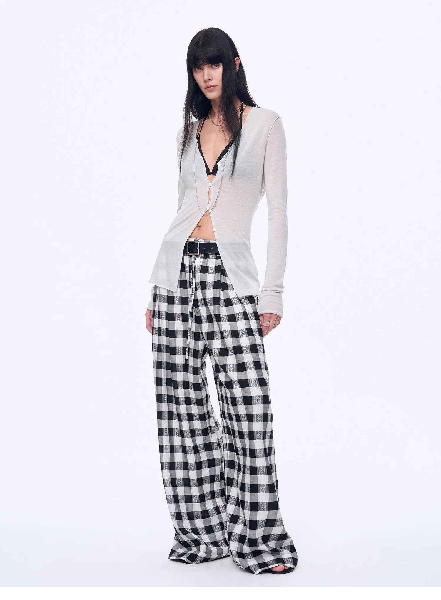 National Style Tencel Acetate Jacquard/Drape Linen Plaid Retro Casual Pants Spring"Plaid Accent" - variant_title