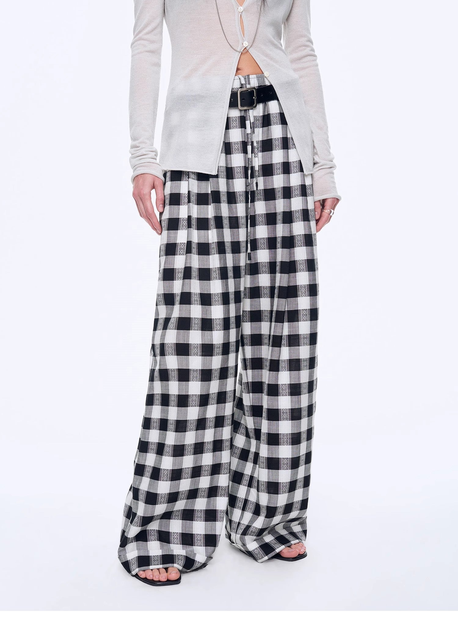 National Style Tencel Acetate Jacquard/Drape Linen Plaid Retro Casual Pants Spring"Plaid Accent" - variant_title