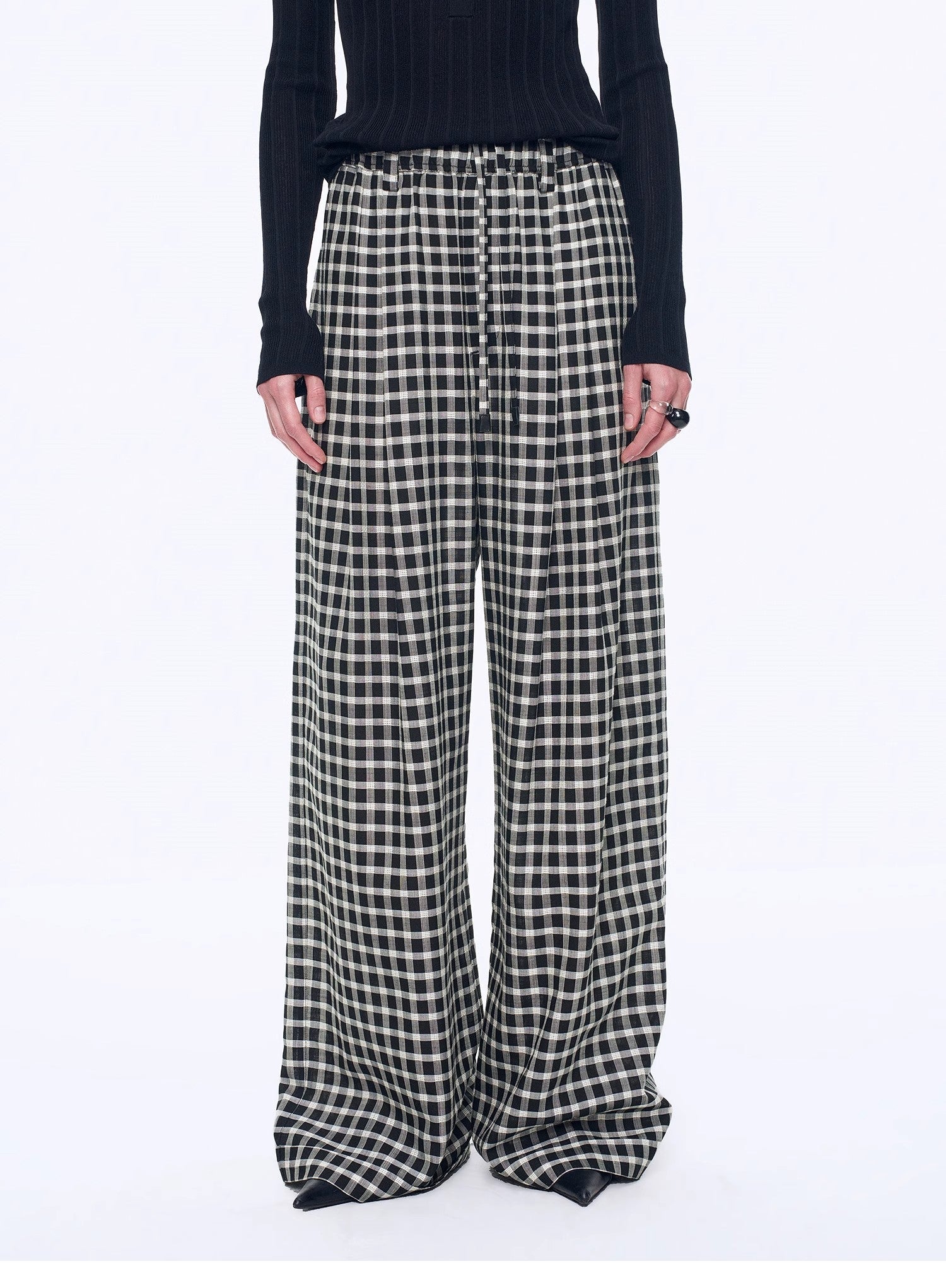 National Style Tencel Acetate Jacquard/Drape Linen Plaid Retro Casual Pants Spring"Plaid Accent" - variant_title