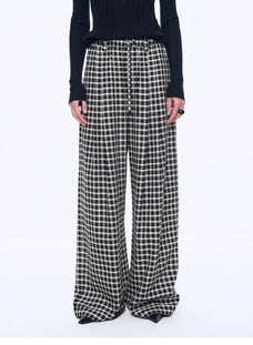 National Style Tencel Acetate Jacquard/Drape Linen Plaid Retro Casual Pants Spring"Plaid Accent" - variant_title