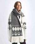 Nepal alpaca wool color clashing jacquard tassel scarf women winter warm shawl 190*27 - variant_title