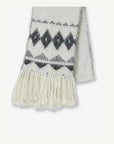 White Nepal alpaca wool jacquard tassel scarf product view - Fireladyfur