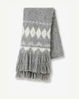 Gray Nepal alpaca wool jacquard tassel scarf product view - Fireladyfur