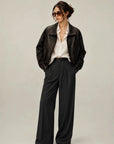 Firelady Fur Lambskin Leather Jacket - Vintage Vegetable-Tanned Funnel Neck New York Twilight