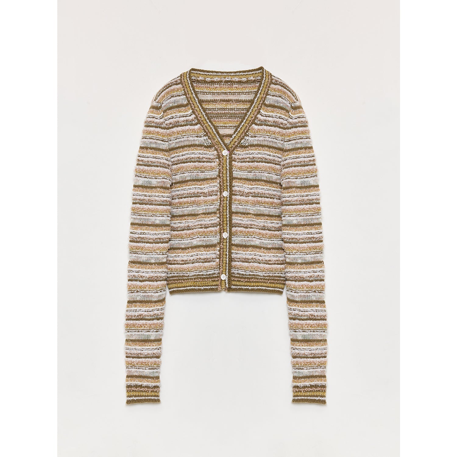 "Nice Weekend" striped mixed woven V - neck early spring layered knitted cardigan top/vest - variant_title