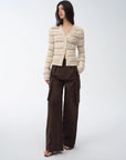 "Nice Weekend" striped mixed woven V - neck early spring layered knitted cardigan top/vest - variant_title