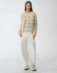 "Nice Weekend" striped mixed woven V - neck early spring layered knitted cardigan top/vest - variant_title