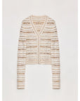 "Nice Weekend" striped mixed woven V - neck early spring layered knitted cardigan top/vest - variant_title