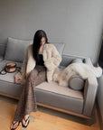 "Night in Paris" imported Tuscan sheepskin women's V - neck age - reducing lamb fur coat - variant_title