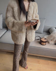 "Night in Paris" imported Tuscan sheepskin women's V - neck age - reducing lamb fur coat - variant_title