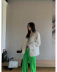 "Night in Paris" imported Tuscan sheepskin women's V - neck age - reducing lamb fur coat - variant_title