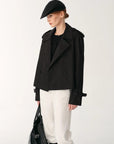 "Night Messenger" anti - wrinkle waterproof large lapel short straight box windbreaker for women - variant_title