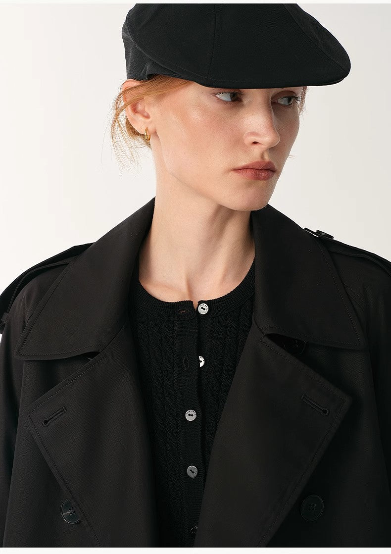 "Night Messenger" anti - wrinkle waterproof large lapel short straight box windbreaker for women - variant_title