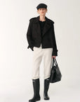 "Night Messenger" anti - wrinkle waterproof large lapel short straight box windbreaker for women - variant_title