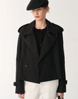 "Night Messenger" anti - wrinkle waterproof large lapel short straight box windbreaker for women - variant_title
