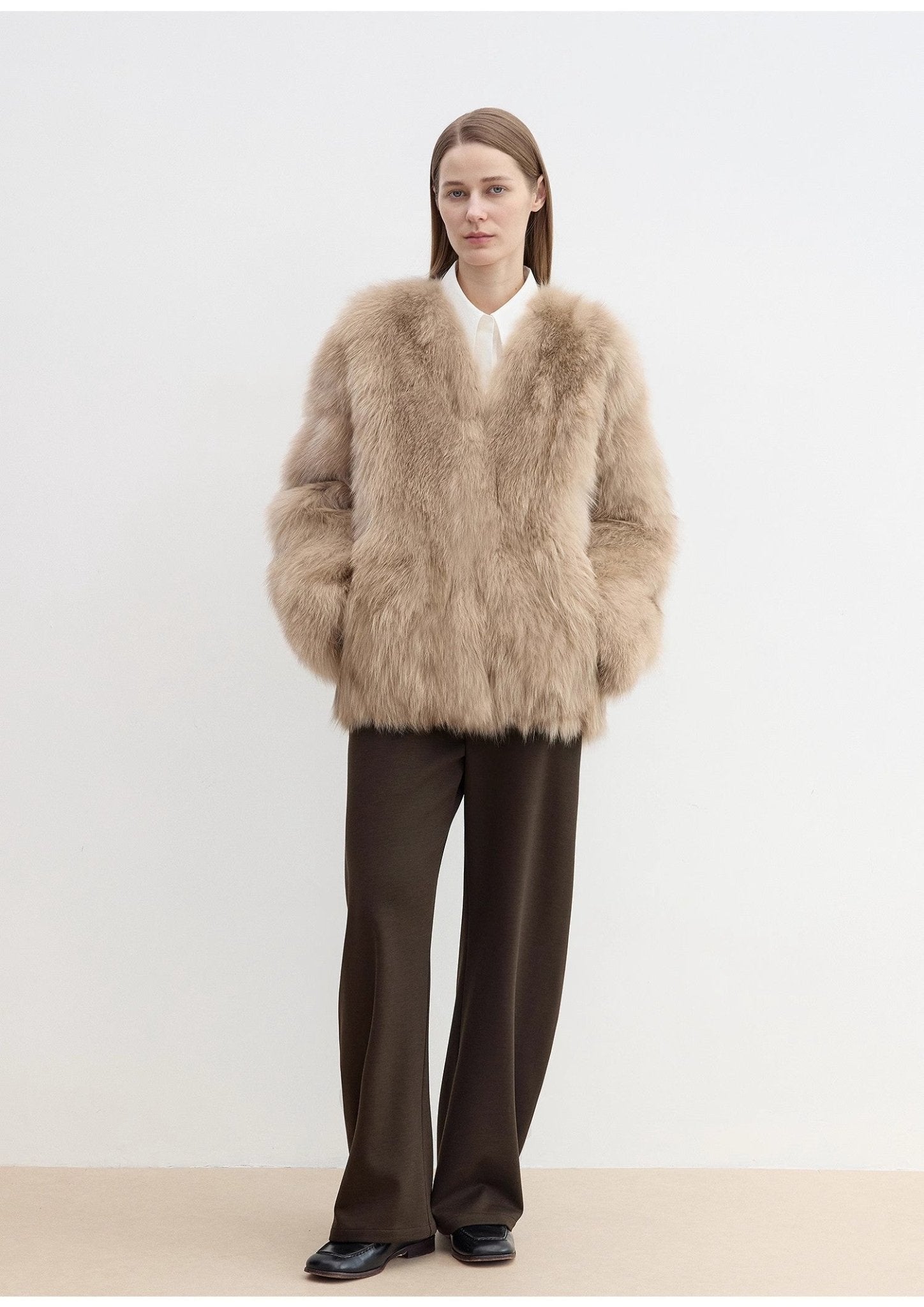 "Nostalgic Stroll" Wool Blended High Waist Curved Scimitar Casual Pants for Women - variant_title