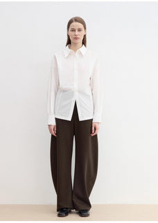 "Nostalgic Stroll" Wool Blended High Waist Curved Scimitar Casual Pants for Women - variant_title