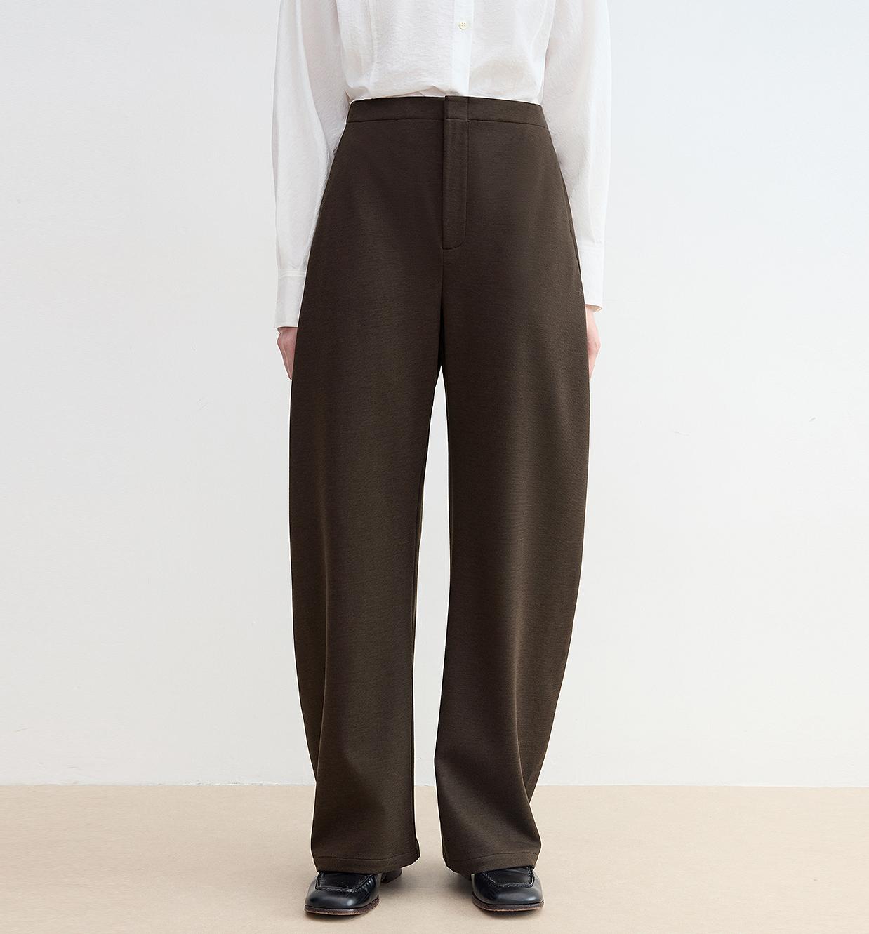 "Nostalgic Stroll" Wool Blended High Waist Curved Scimitar Casual Pants for Women - variant_title