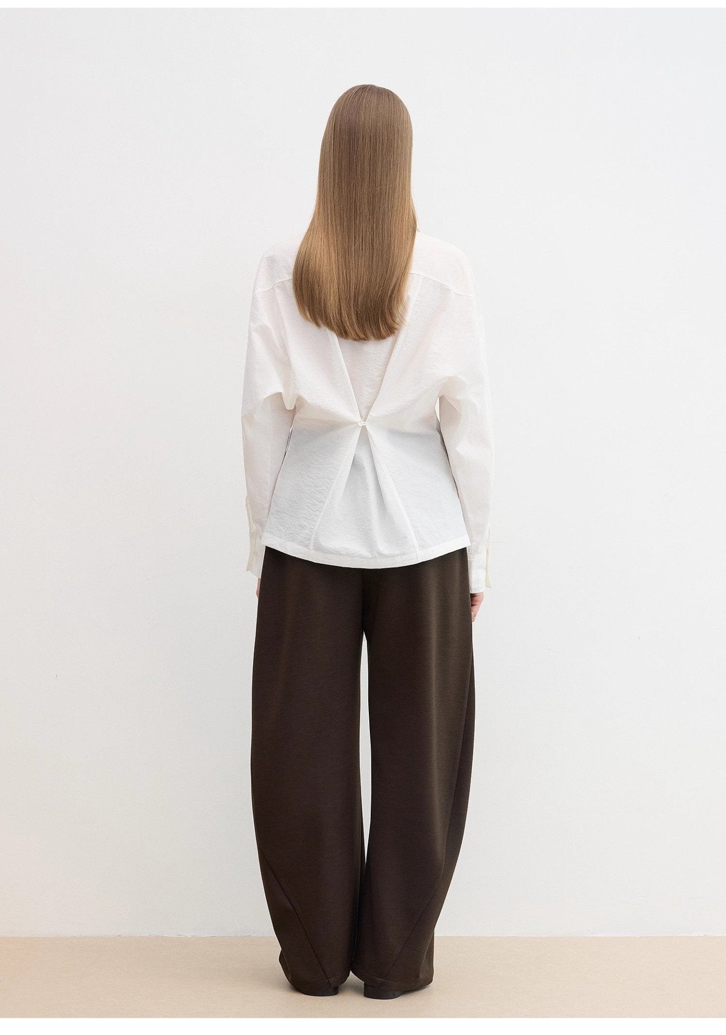 "Nostalgic Stroll" Wool Blended High Waist Curved Scimitar Casual Pants for Women - variant_title