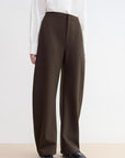 "Nostalgic Stroll" Wool Blended High Waist Curved Scimitar Casual Pants for Women - variant_title