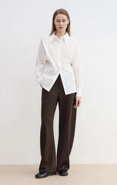 "Nostalgic Stroll" Wool Blended High Waist Curved Scimitar Casual Pants for Women - variant_title