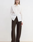 "Nostalgic Stroll" Wool Blended High Waist Curved Scimitar Casual Pants for Women - variant_title