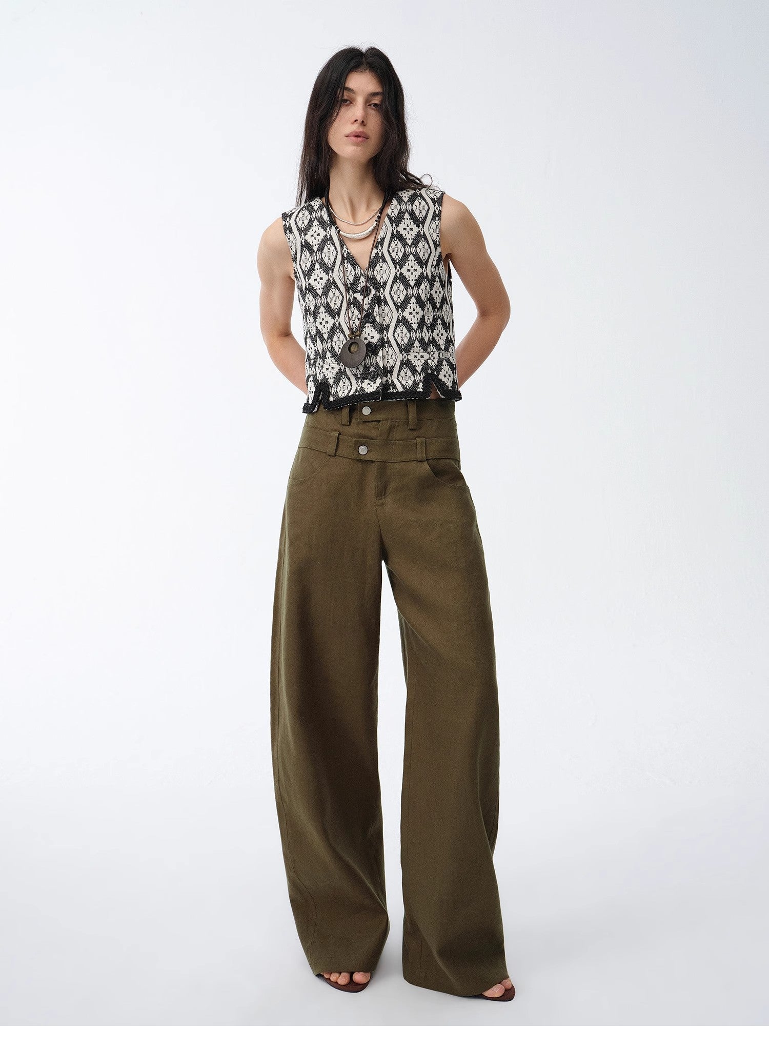 Old Money Style Linen Cut Scimitar Pants"Weiss Love Letter" - variant_title
