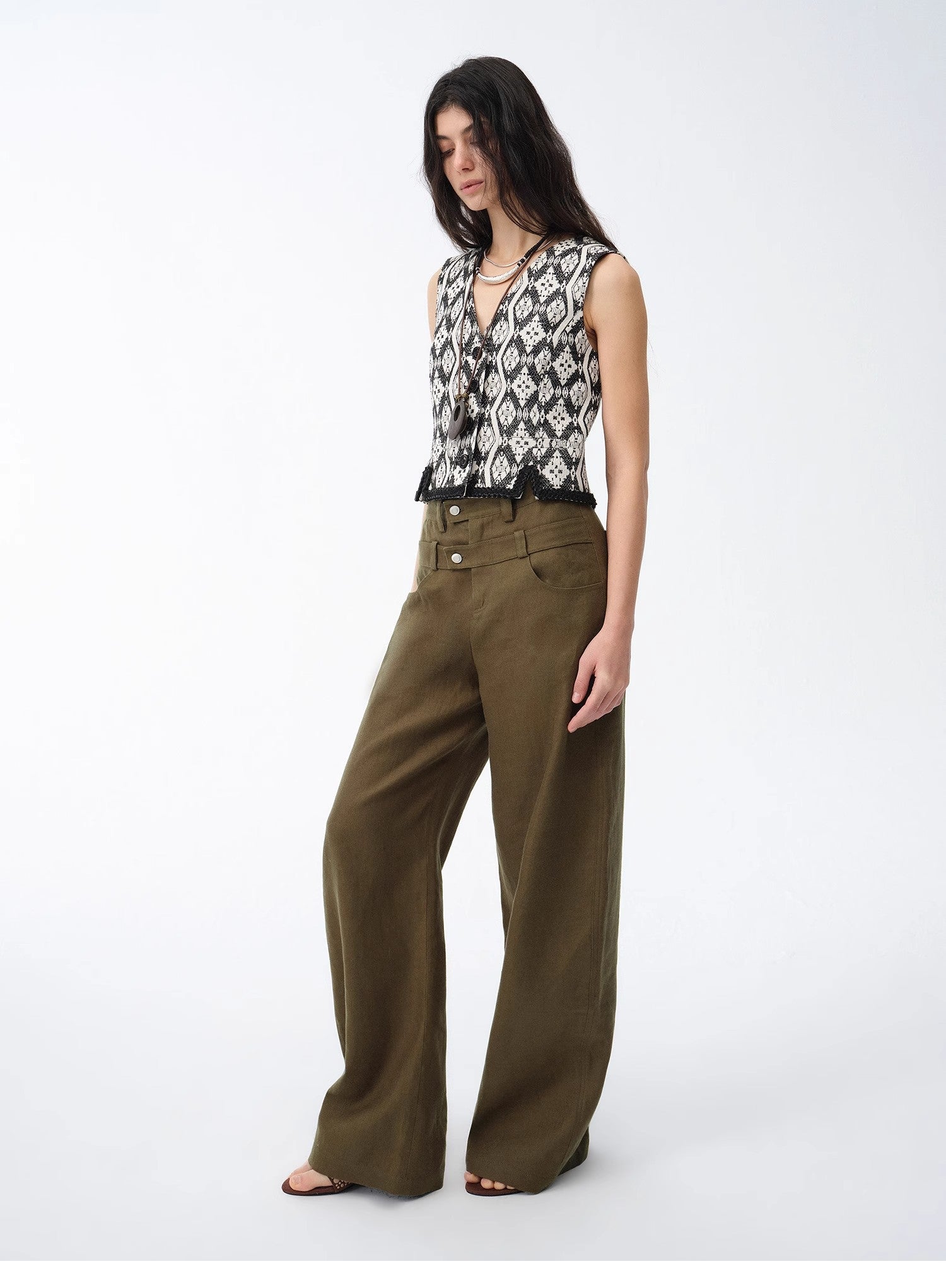 Old Money Style Linen Cut Scimitar Pants"Weiss Love Letter" - variant_title