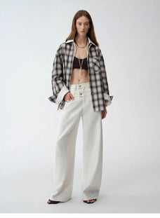 Old Money Style Linen Cut Scimitar Pants"Weiss Love Letter" - variant_title