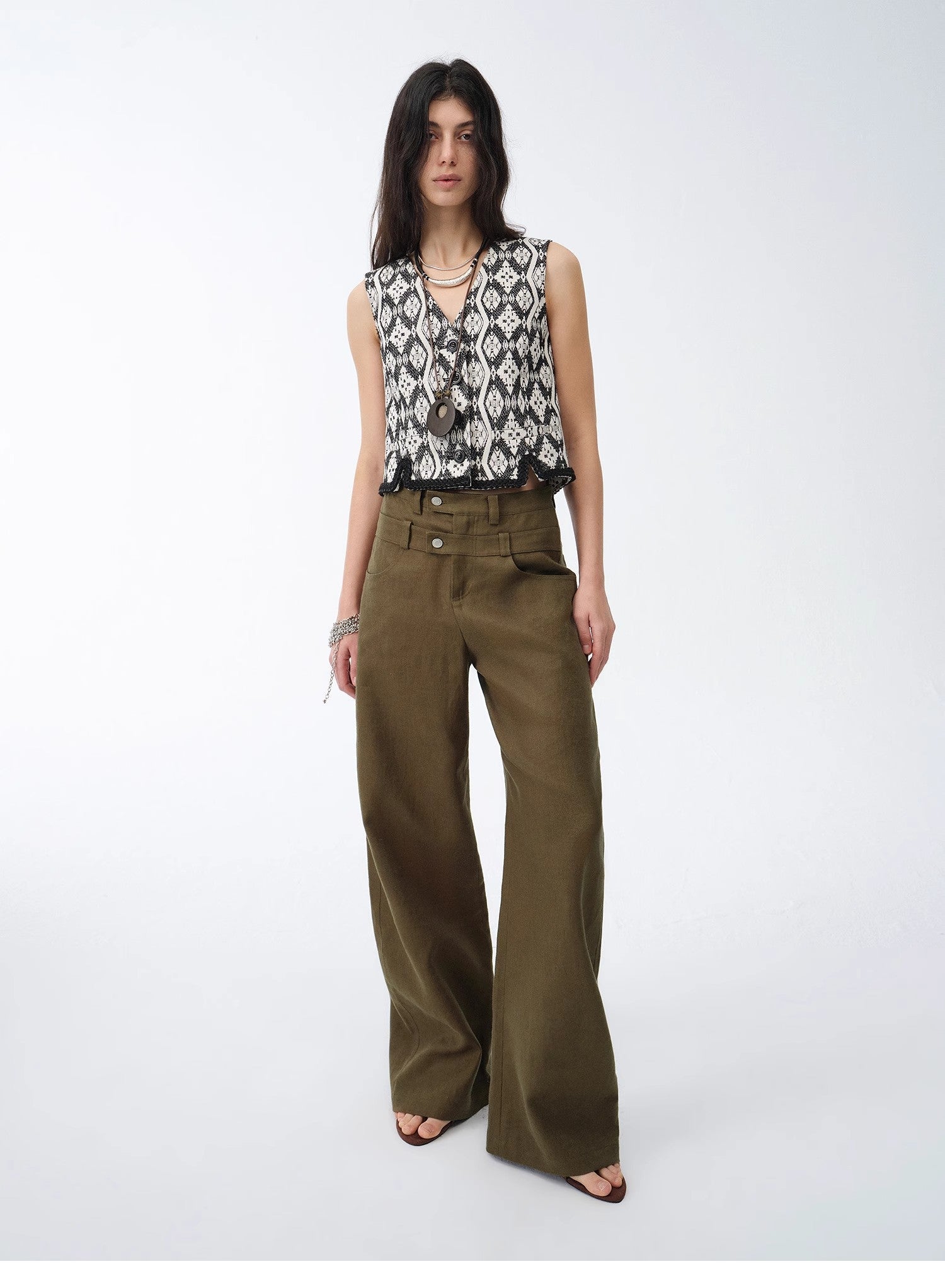 Old Money Style Linen Cut Scimitar Pants"Weiss Love Letter" - variant_title