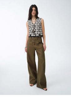 Old Money Style Linen Cut Scimitar Pants"Weiss Love Letter" - variant_title