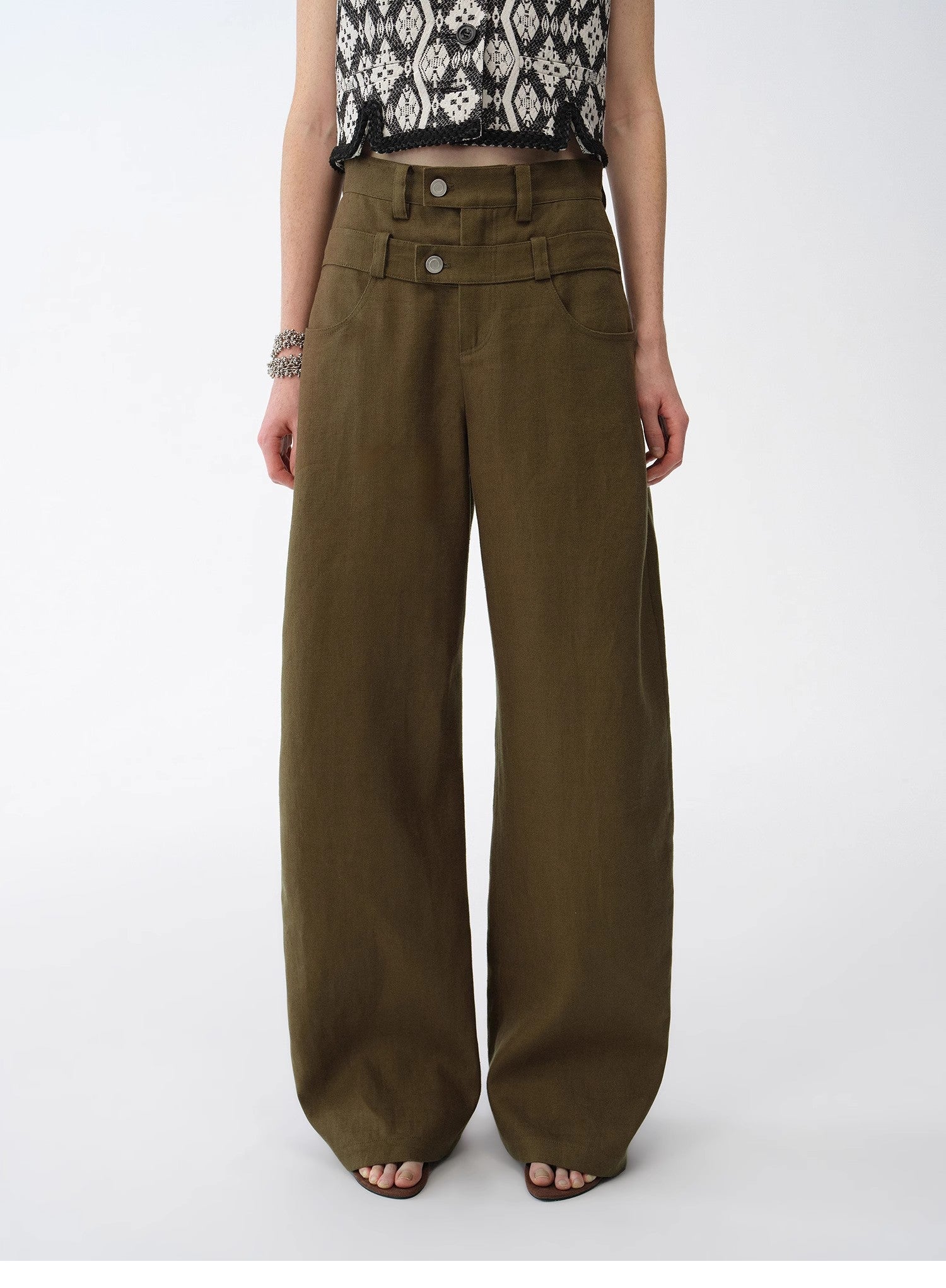 Old Money Style Linen Cut Scimitar Pants"Weiss Love Letter" - variant_title