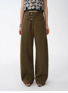 Old Money Style Linen Cut Scimitar Pants"Weiss Love Letter" - variant_title