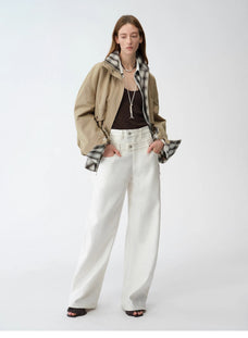 Old Money Style Linen Cut Scimitar Pants"Weiss Love Letter" - variant_title