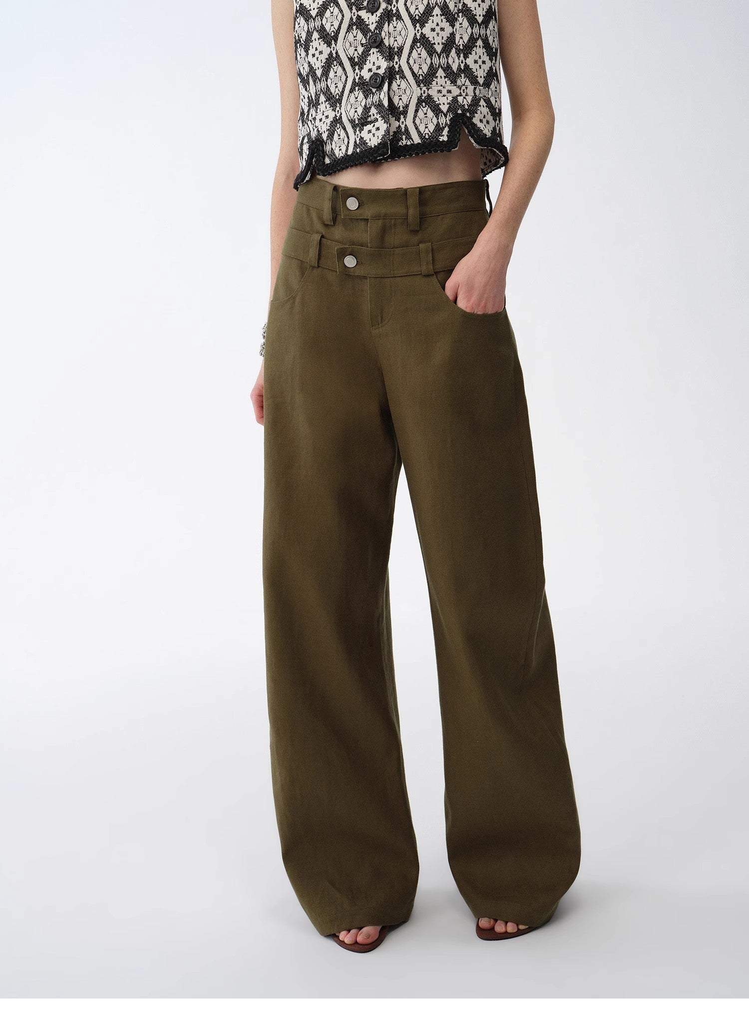 Old Money Style Linen Cut Scimitar Pants"Weiss Love Letter" - variant_title