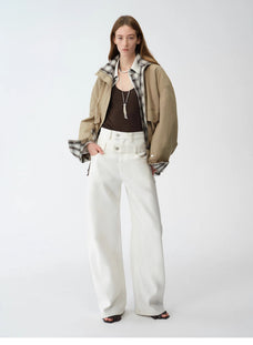 Old Money Style Linen Cut Scimitar Pants"Weiss Love Letter" - variant_title