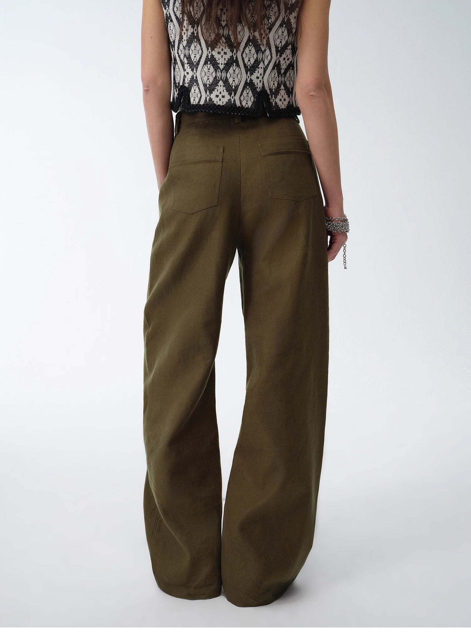 Old Money Style Linen Cut Scimitar Pants"Weiss Love Letter" - variant_title