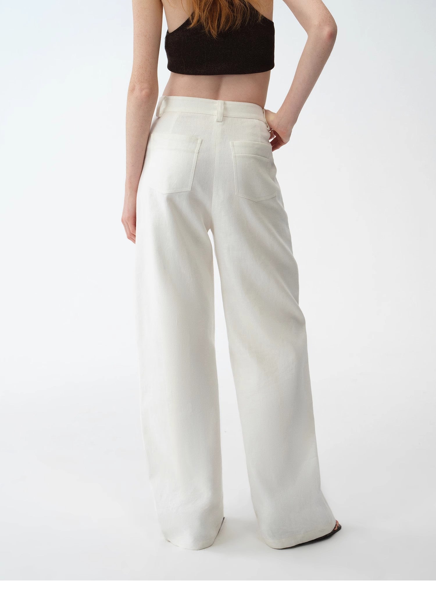 Old Money Style Linen Cut Scimitar Pants"Weiss Love Letter" - variant_title