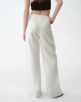 Old Money Style Linen Cut Scimitar Pants"Weiss Love Letter" - variant_title