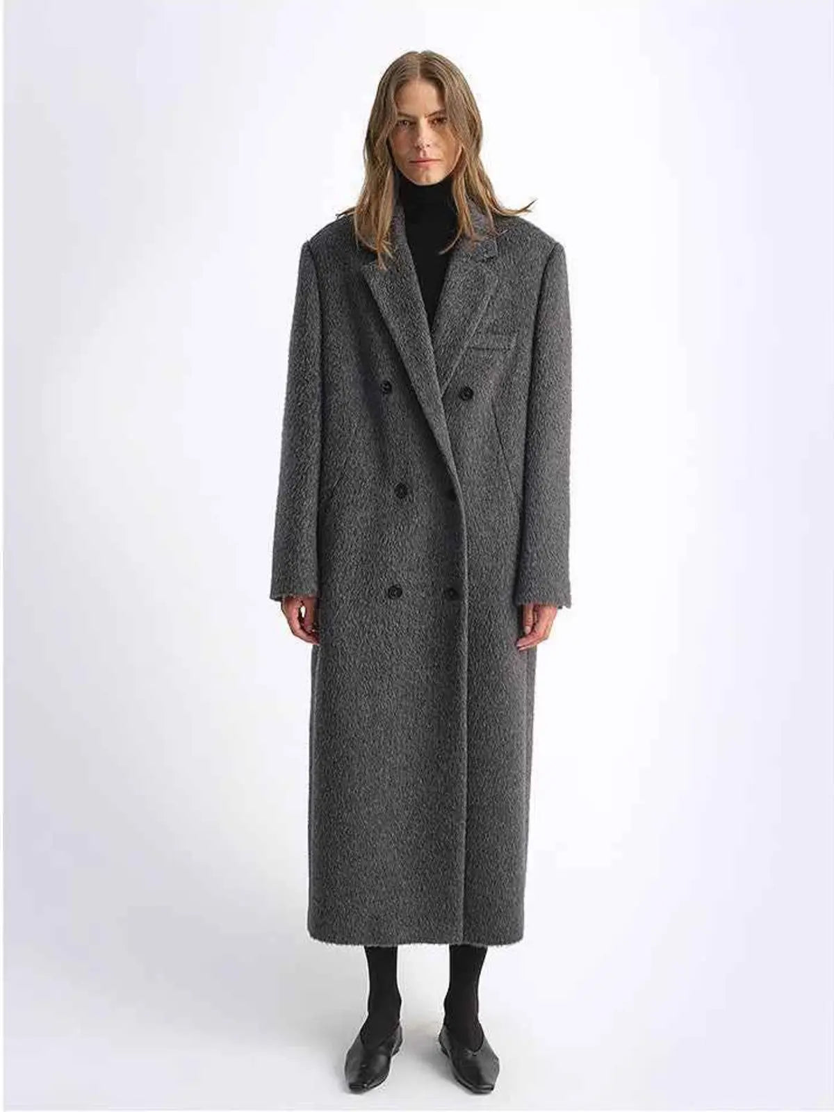 Opium Nights double-breasted straight-shoulder blazer coat product image 03