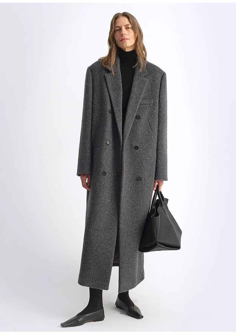 "Opium Nights"Women's Double - Breasted Blazer Coat with Straight Shoulders - variant_title