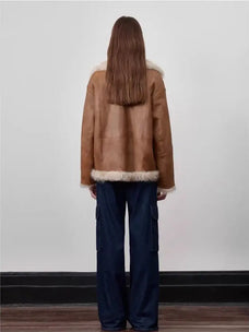 Oppenheimer brown Toscana shearling leather coat, full back view