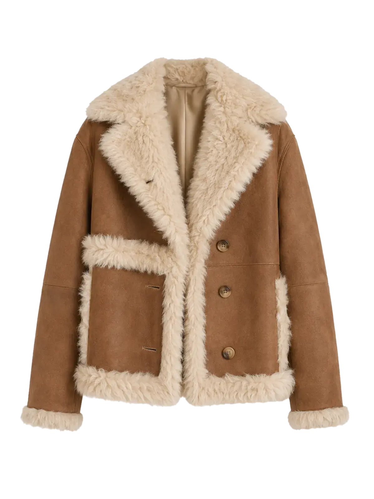 Oppenheimer brown Toscana shearling leather coat product cutout