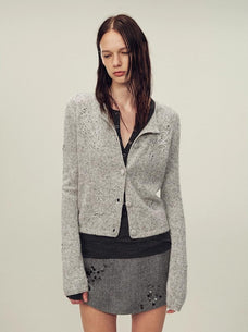 Original heavy paisley embroidery alpaca blend knitted cardigan for women "Spring Love Poem" - variant_title