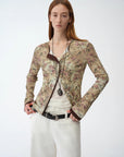 Original retro ethnic print Tencel Merino wool blend long - sleeved shirt"Senna Flower House" - variant_title
