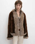 Paris Pictorial brown fox fur collar rabbit fur jacket front model view