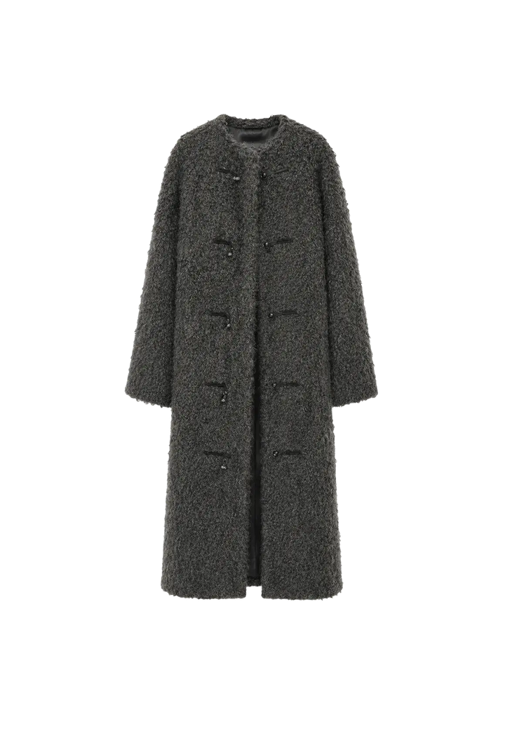 Parisian Affair circle long fur toggle coat product image 01